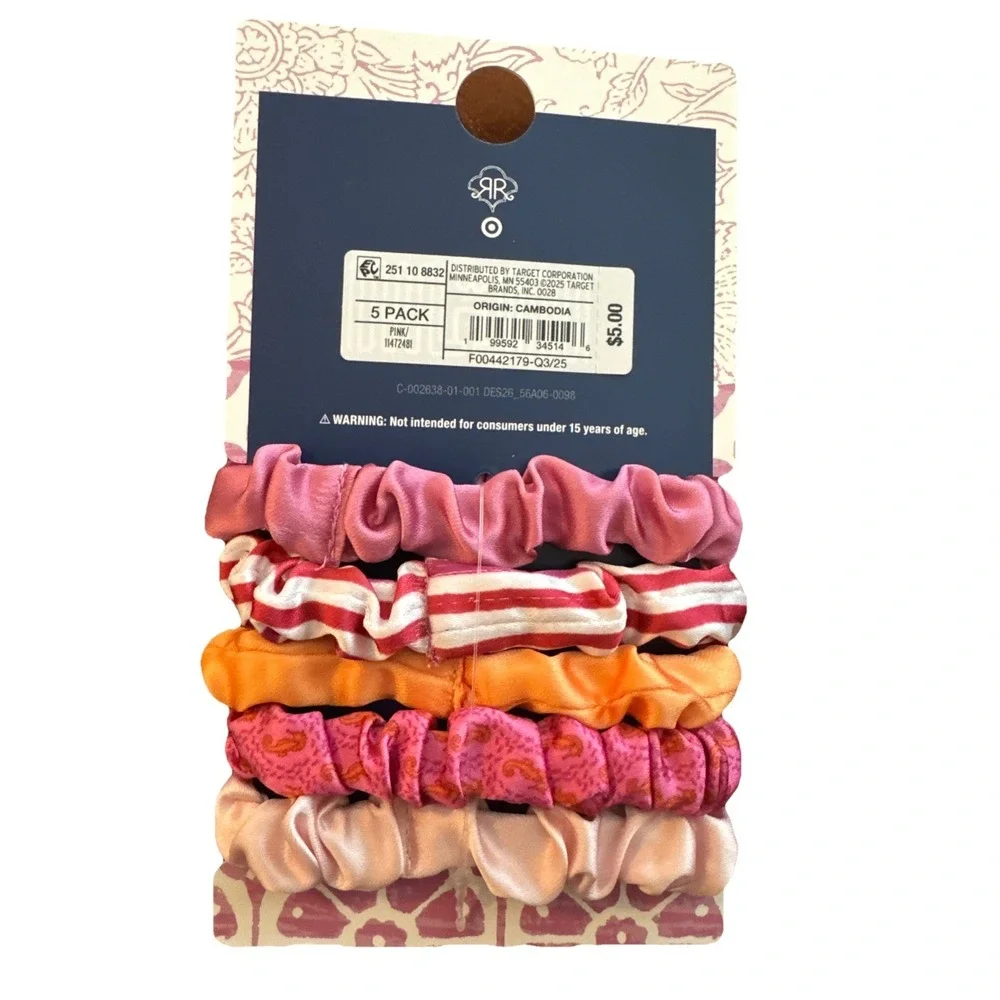Roller Rabbit x‎ Target Satin Hair Twisters (hair ties) 5 pack pink